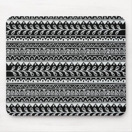 Reihen der Schwarzweiss-Gekritzel-Muster Mousepad (Vorne)