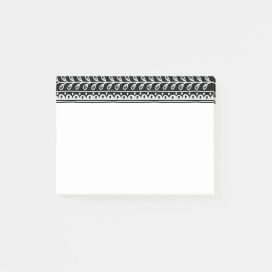 Reihen der Schwarzweiss-Gekritzel-Muster Post-it Klebezettel (Vorderseite)
