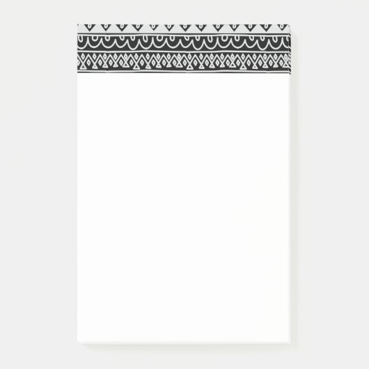 Reihen der Schwarzweiss-Gekritzel-Muster Post-it Klebezettel (Vorderseite)
