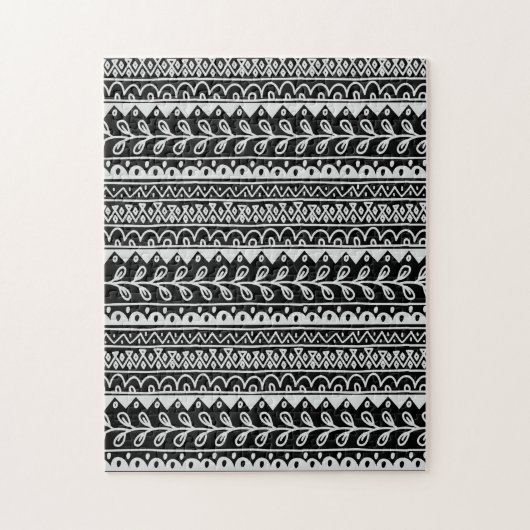 Reihen der Schwarzweiss-Gekritzel-Muster Puzzle (Vertikal)