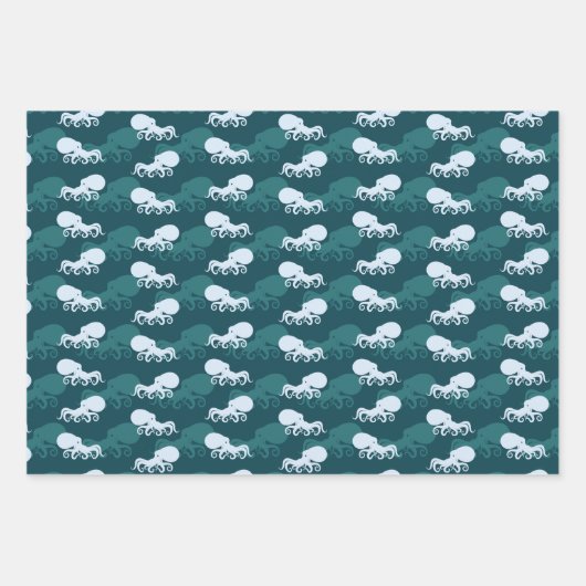 Reihen des Octopusmusters Geschenkpapier Set (Vorderseite 3)