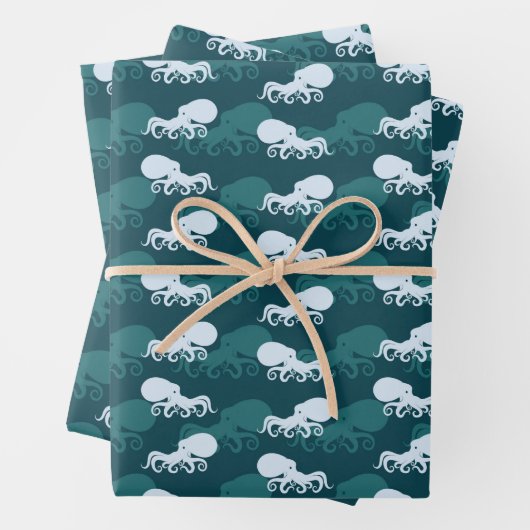 Reihen des Octopusmusters Geschenkpapier Set (Beispiel)