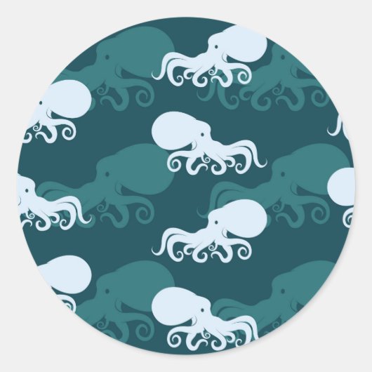 Reihen des Octopusmusters Runder Aufkleber (Vorderseite)