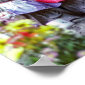 Reihen kleiner Jizo-Mönchsstatuen mit Bikes - Japa Poster (Ecke)