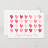 Reihen rosa Herzen Frohes Valentinstag Karte (Vorne/Hinten)