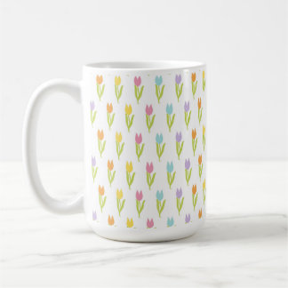 REIHEN VON HÜBSCHEN BUNTE OSTERTULPEN KAFFEETASSE