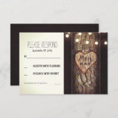 Reihen von lichtgetragenen Herz-Hochzeitskarten RSVP Karte (Vorne/Hinten)