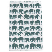 Reihen von Paisley-Elefanten auf der weißen, maßge Mittlere Geschenktüte (Vorderseite)