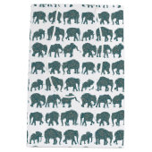 Reihen von Paisley-Elefanten auf der weißen, maßge Mittlere Geschenktüte (Rückseite)