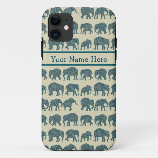 Reihen von Paisley Elephants, Beige, iPhone 5/5 Ca Case-Mate iPhone Hülle (Rückseite)