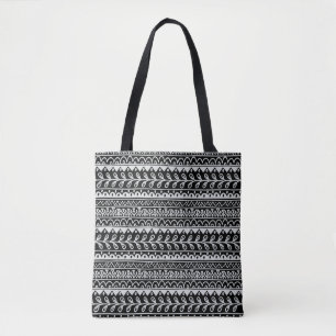 Reihen von schwarzen und weißen Doodle-Mustern Tasche