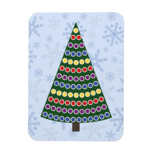 Reihen von Weihnachtsleuchten Baum auf Schneeflock Magnet