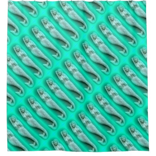 Reihen zum Ersticken grüner Meerjungfrauen Duschvorhang (Vorderseite)