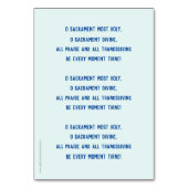 Reihenfolge der Gottesdienstkarte Tischnummer (Rückseite)