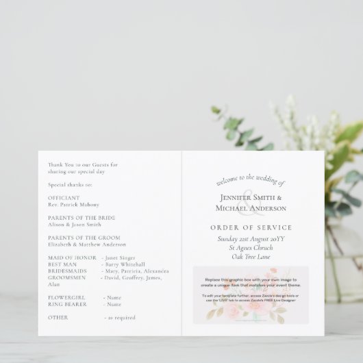 Reihenfolge der Hochzeitprogramme (Stehend Vorderseite)