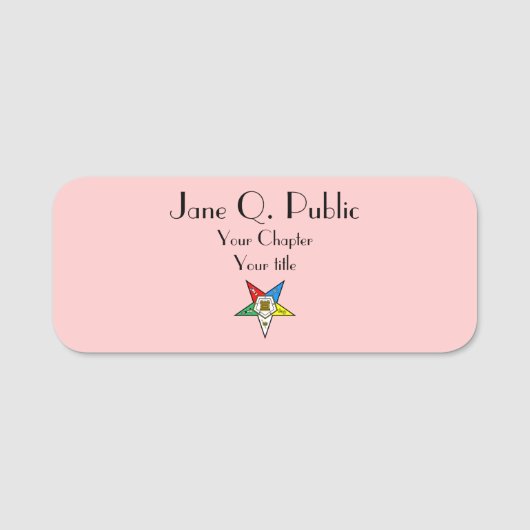 Reihenfolge der OES Pink Custom Namensschild (Vorderseite)