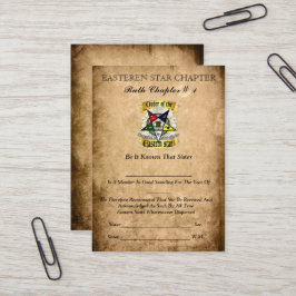 Reihenfolge der Ost-Star-Mitgliedskarten Visitenkarte