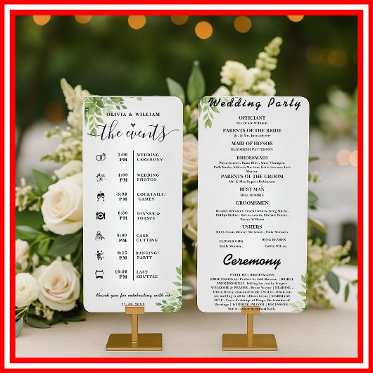 Reihenfolge der Veranstaltungen Hochzeitsprogramm  Einladung