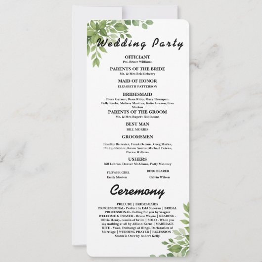 Reihenfolge der Veranstaltungen Hochzeitsprogramm Einladung (Rückseite)