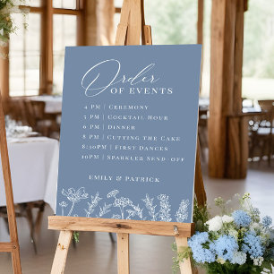 Reihenfolge der Veranstaltungen Hochzeitstag Blaue Poster