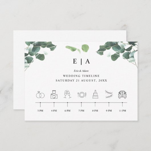 Reihenfolge der Veranstaltungen Timeline Greenery Begleitkarte (Vorne/Hinten)