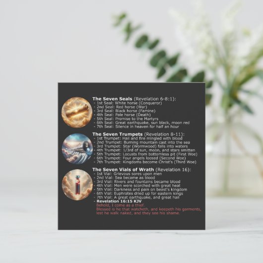 Reihenfolge der Zeichen aus Offenbarung - KJV-Bibe Ankündigung (Stehend Vorderseite)