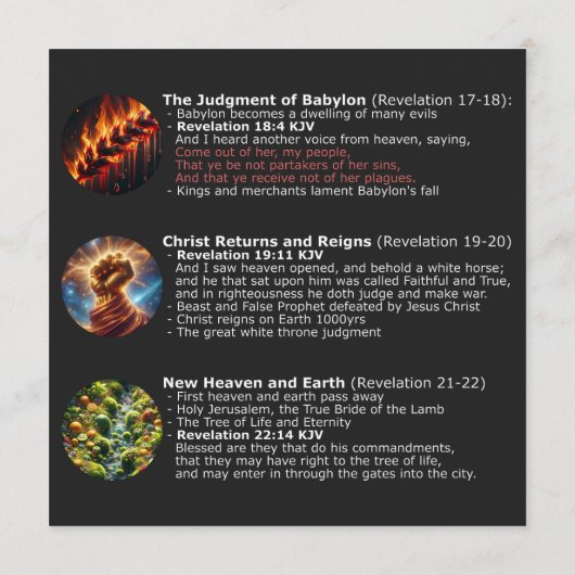 Reihenfolge der Zeichen aus Offenbarung - KJV-Bibe Ankündigung (Rückseite)