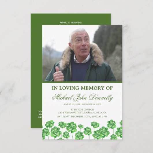 Reihenfolge des Beerdigungsprogramms für das Kleeb Einladung (Vorne/Hinten)