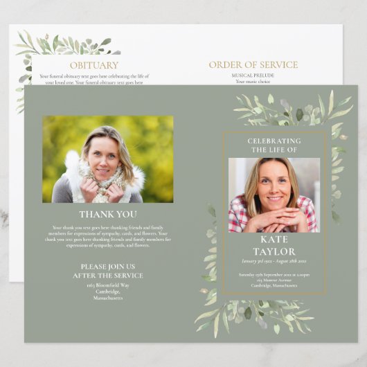 Reihenfolge des Beerdigungsprogramms für das Leben (Vorne/Hinten)