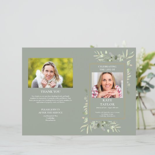 Reihenfolge des Beerdigungsprogramms für das Leben (Stehend Vorderseite)