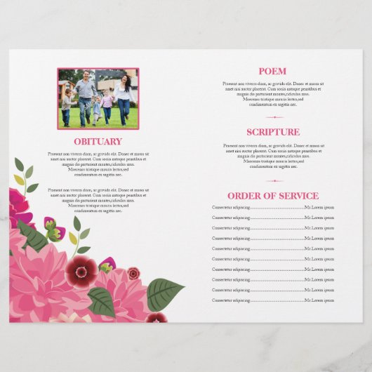 Reihenfolge des Flyers des Beerdigungsprogramms (Rückseite)