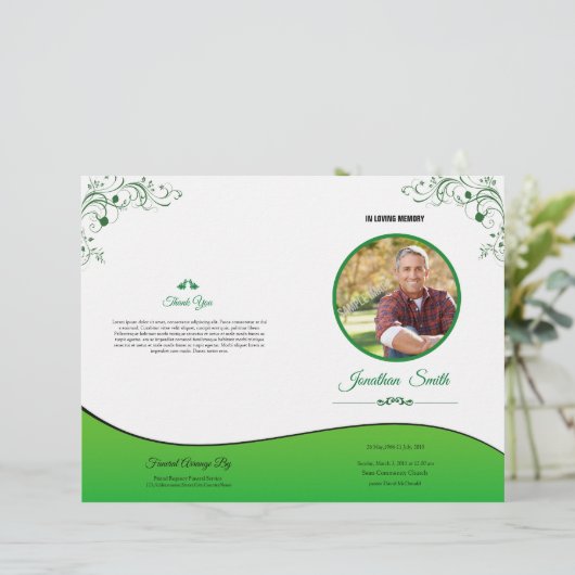 Reihenfolge des Flyers des Beerdigungsprogramms (Stehend Vorderseite)