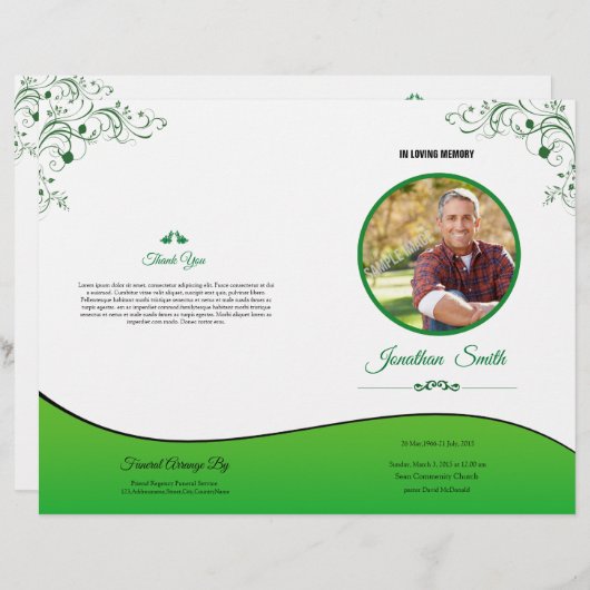 Reihenfolge des Flyers des Beerdigungsprogramms (Vorne/Hinten)