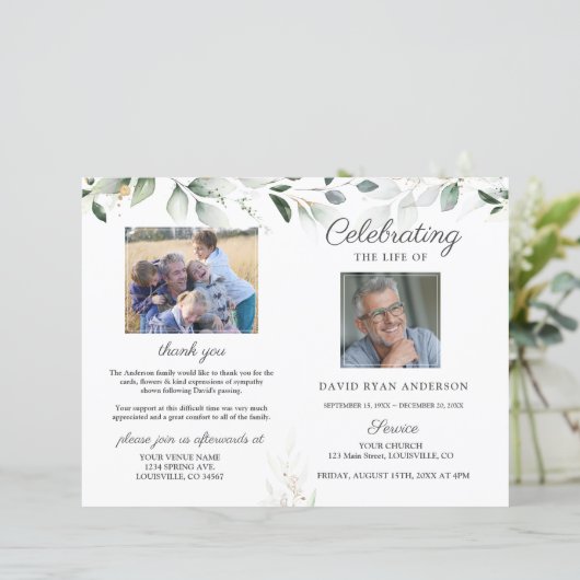 Reihenfolge des Foto-Programms zur Beerdigung von (Stehend Vorderseite)