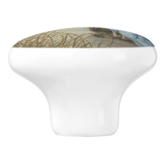 Reiher am Sumpf-Rand Keramikknauf (Seitenansicht)