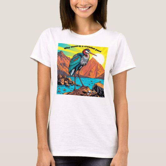Reiher am Wasser T-Shirt (Vorderseite)