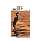 Reiher an der Sonnenuntergang-Flasche Flachmann (Links)