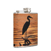 Reiher an der Sonnenuntergang-Flasche Flachmann (Rechts)