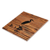 Reiher an der Sonnenuntergang-Keramik-Fliese Fliese (Seite)