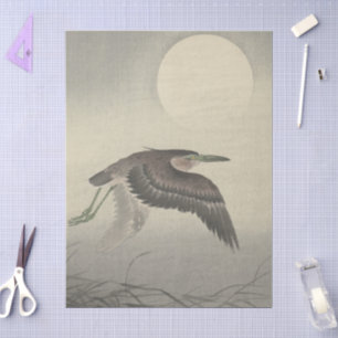 Reiher bei Vollmond von Ohara Koson Decoupage  Seidenpapier