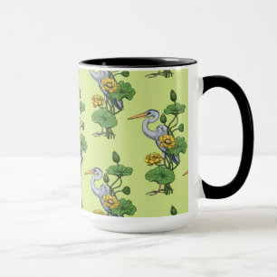 Reiher im gelben Lotosgarten auf Honigtau Tasse