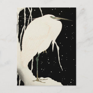 Reiher im Schnee - Vintage Art 1- Ohara Koson Postkarte