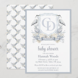Reiher ineinandergreifendes Monogramm-Baby Shower Einladung