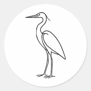 Reiher-Linienkunst – Minimalistische Vogelillustra Runder Aufkleber