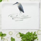 Reiher-Meditation, Sumi-e Graureiher Geschirrtuch (Gefaltet)