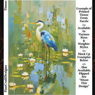 Reiher Steht Zwischen Wasserlilien EF1L Decoupage Seidenpapier
