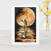Reiher u. goldene Mond-Tier-Kunst Gruß-Karte Karte (Gelbe Blume)