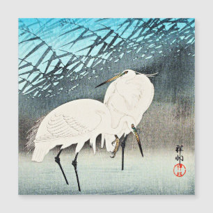 Reiher und Schilf, Kunst von Ohara Koson Magnetkarte