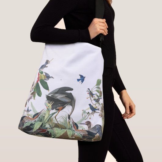 Reiher-Vögel Audubon Tier-Collagen-Taschen-Tasche Tragetaschen Mit Langen Trägern (Von Nahem)
