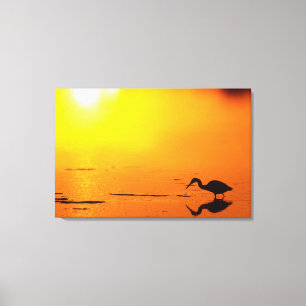 Reihersilhouette bei Sonnenuntergang, Florida Leinwanddruck